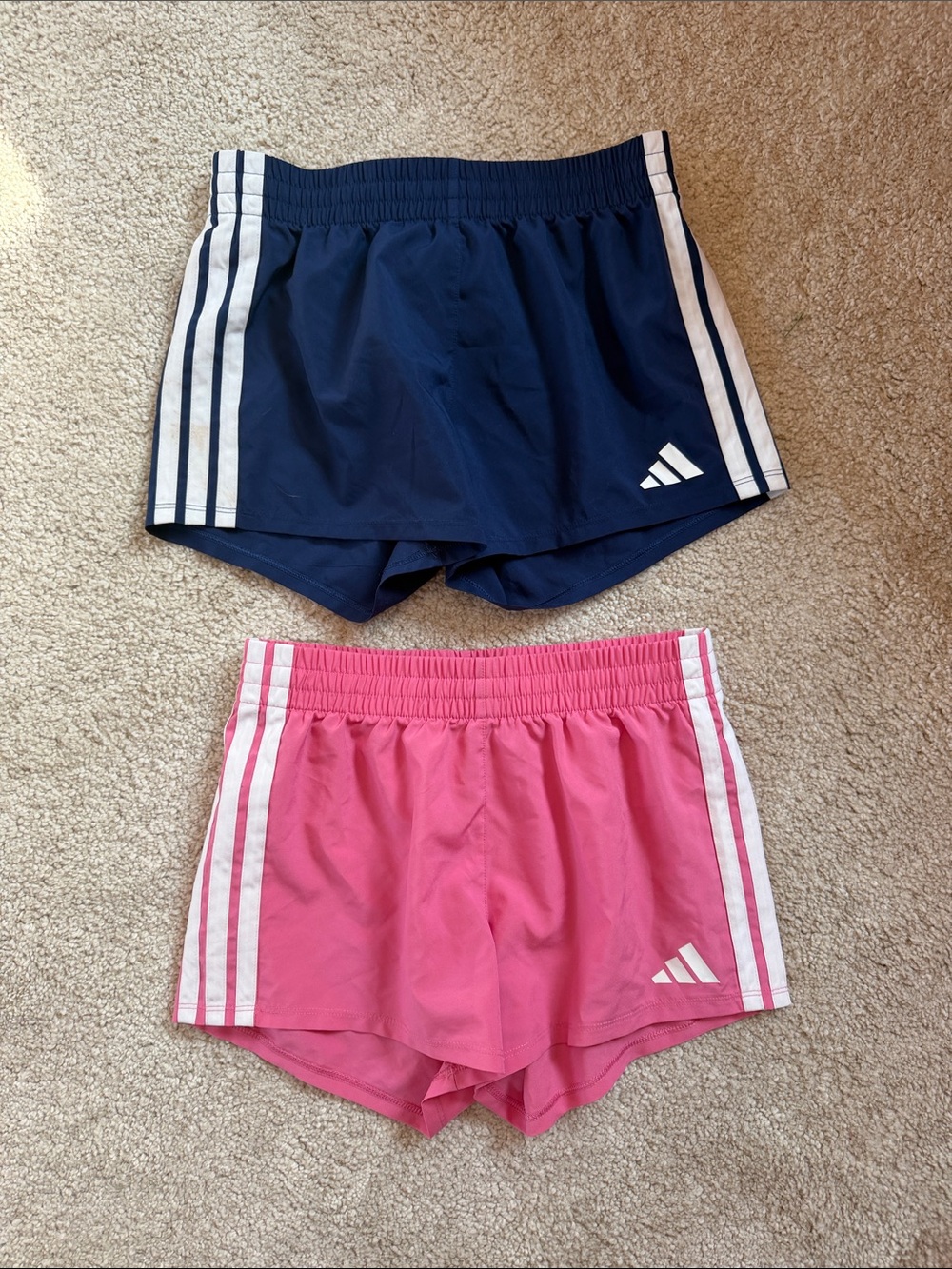 adidas Navy and Pink Girls' Sport Shorts Duo